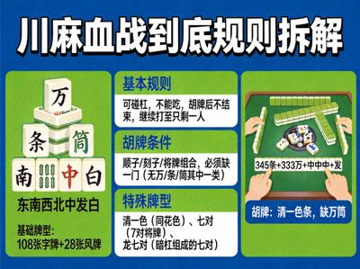 川麻血战到底规则拆解麻将教学配图