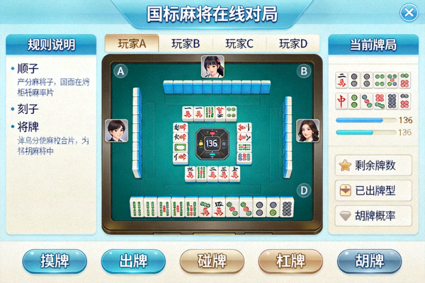 国标麻将在线对局玩法展示界面
